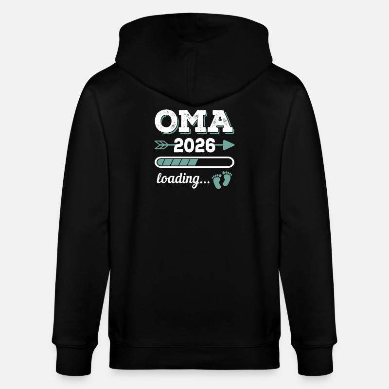 Oma 2026 Loading Werdende Großmutter Geschenkidee - Stanley/Stella Unisex Bio-Kapuzenjacke CULTIVATOR - Schwarz