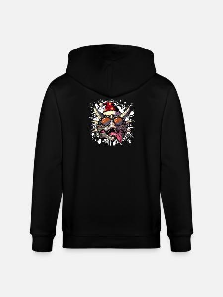 Dinosaur stegosaurus Christmas Funny - Stanley/Stella CULTIVATOR Unisex Organic Hooded Jacket - black
