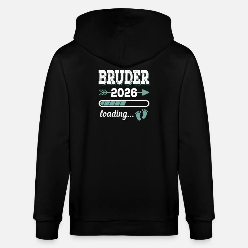 Bruder 2026 Loading Werdende Geschwister Geschenk - Stanley/Stella Unisex Bio-Kapuzenjacke CULTIVATOR  - Schwarz