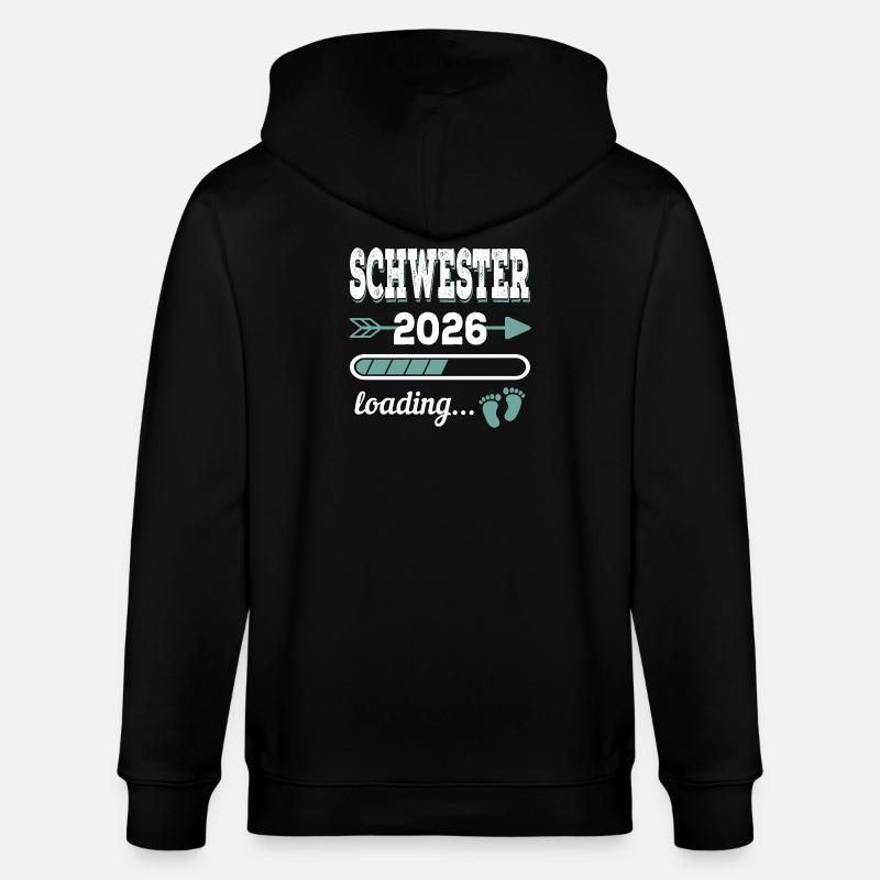 Schwester 2026 Loading Werdende Geschwister - Stanley/Stella Unisex Bio-Kapuzenjacke CULTIVATOR  - Schwarz