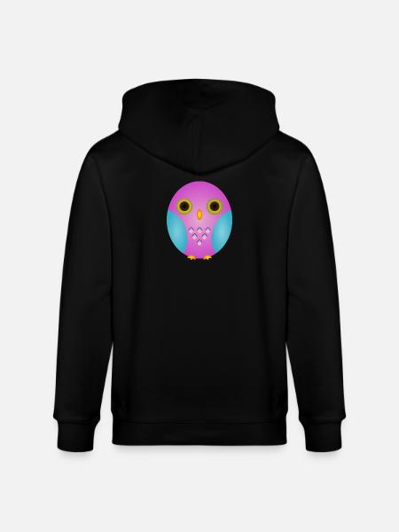 Lavender Owl with Cyan Wings - Stanley/Stella CULTIVATOR  Unisex Organic Hooded Jacket - black
