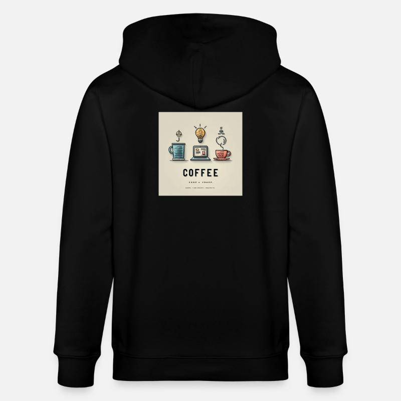 Kaffee Code Design - Stanley/Stella Unisex Bio-Kapuzenjacke CULTIVATOR  - Schwarz