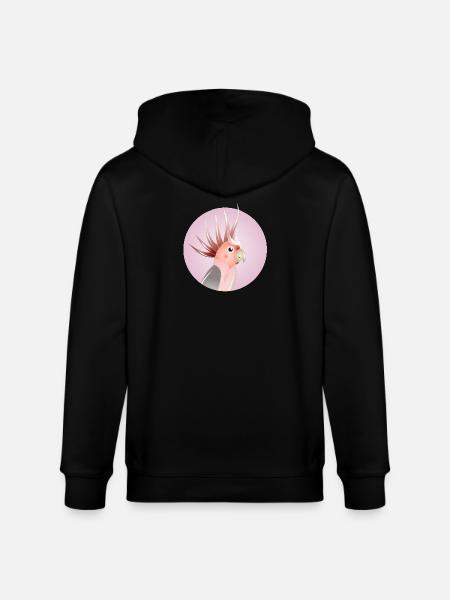 Elegant cockatoo in pastel circle - Stanley/Stella CULTIVATOR Unisex Organic Hooded Jacket - black