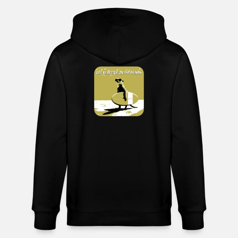 Sympa suricate avec planche de surf - Veste à capuche bio CULTIVATOR Stanley/Stella Unisexe - noir