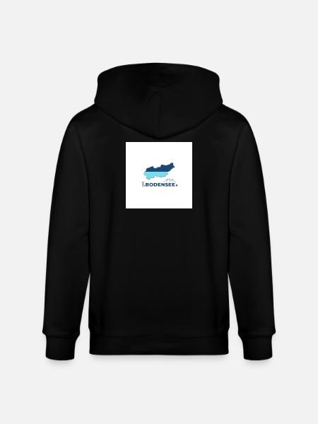 Bodensee Landschaftslogo Seeufer - Stanley/Stella Unisex Bio-Kapuzenjacke CULTIVATOR  - Schwarz