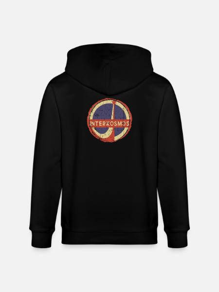 Interkosmos DDR Retro Circle Emblem - Stanley/Stella CULTIVATOR Unisex Organic Hooded Jacket - black