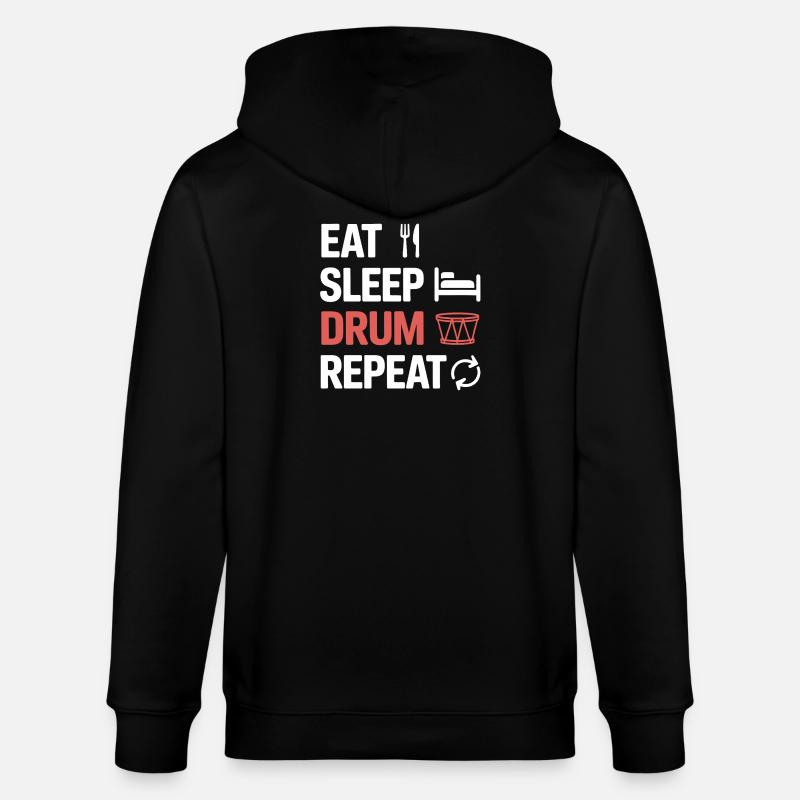 Eat Sleep Drum Repeat - Stanley/Stella CULTIVATOR Unisex Organic Hooded Jacket - black