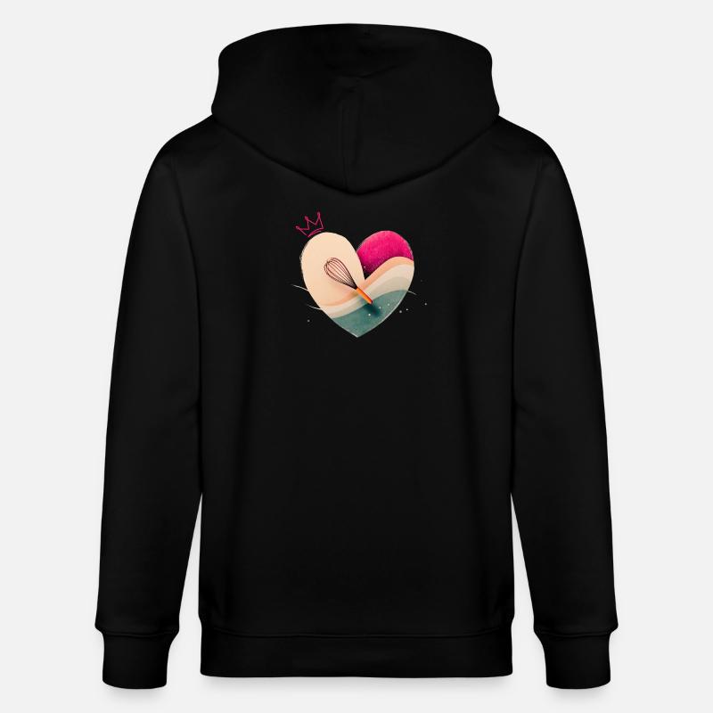 Herz mit Krone - Backen - Stanley/Stella Unisex Bio-Kapuzenjacke CULTIVATOR  - Schwarz
