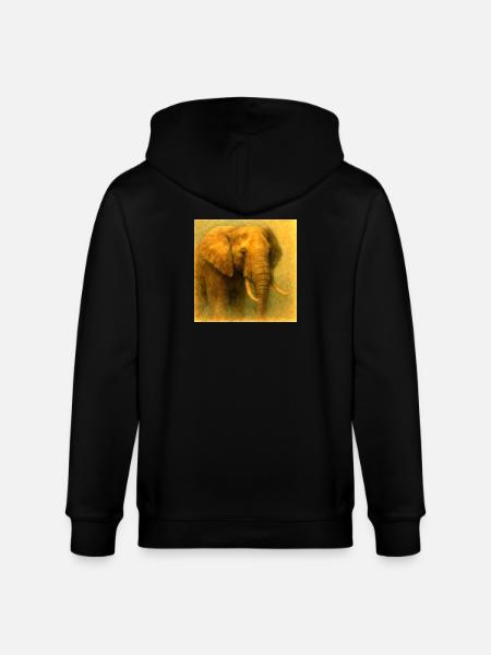 Golden Elephant in Painted Style - Stanley/Stella CULTIVATOR Unisex Organic Hooded Jacket - black