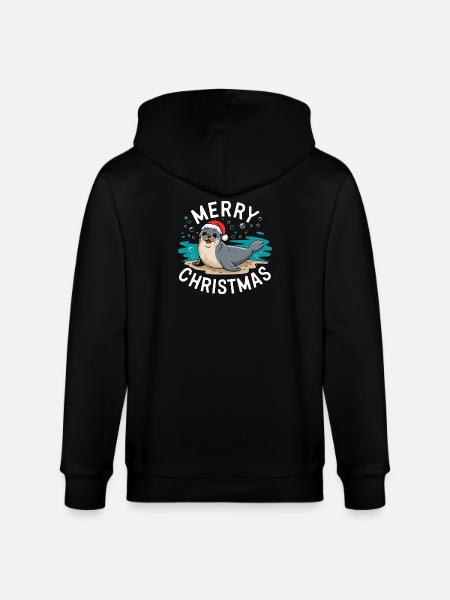 Joyeux Noël Mignon Phoque de Noël - Veste à capuche bio CULTIVATOR Stanley/Stella Unisexe - noir