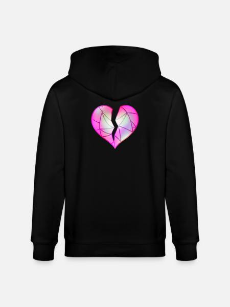 Broken Pink Heart - Stanley/Stella CULTIVATOR Unisex Organic Hooded Jacket - black