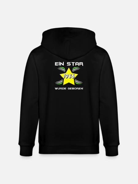 1986 Geboren: Stern-Star Design - Stanley/Stella Unisex Bio-Kapuzenjacke CULTIVATOR  - Schwarz