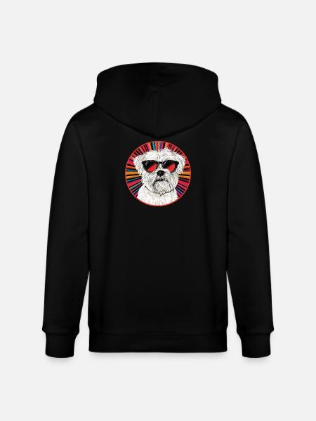 Punk dog with sunglasses - Stanley/Stella CULTIVATOR  Unisex Organic Hooded Jacket - black