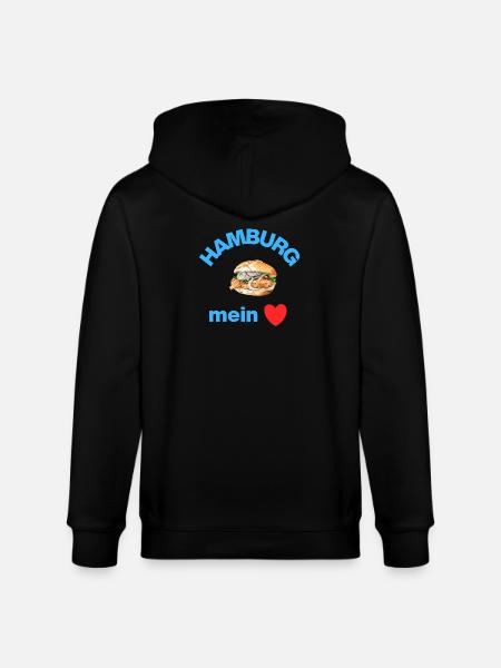 Hamburg ❤️ , Fish Rolls Love! Fischkopp - Stanley/Stella CULTIVATOR Unisex Organic Hooded Jacket - black