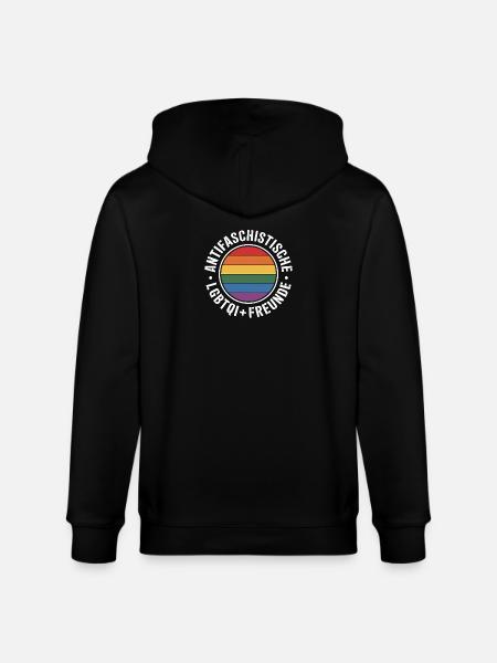 Antifascist Queer Friends - Against the Right - Stanley/Stella CULTIVATOR Unisex Organic Hooded Jacket - black