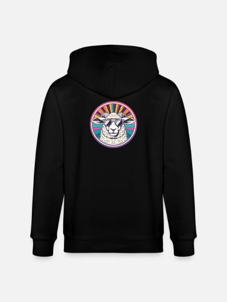 Sun sheep with retro sunglasses - Stanley/Stella CULTIVATOR Unisex Organic Hooded Jacket - black