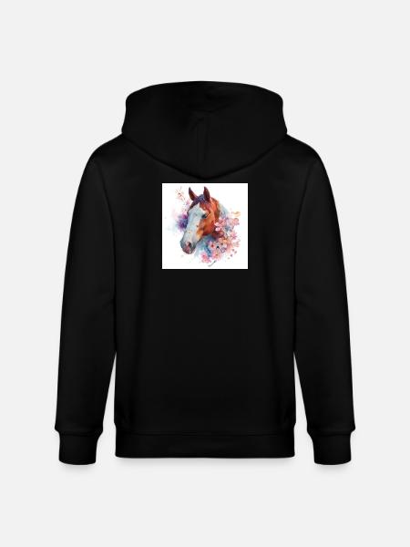 Aquarell Pferdeblüte - Stanley/Stella Unisex Bio-Kapuzenjacke CULTIVATOR  - Schwarz