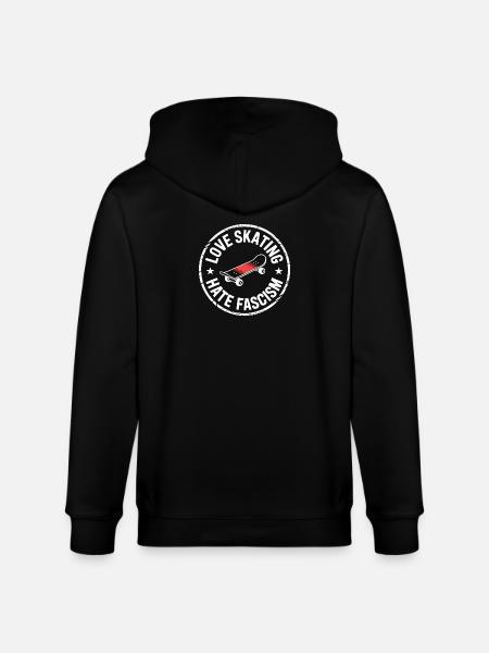 Love Skating, Hate Fascism - Antifascist Merch - Stanley/Stella CULTIVATOR  Unisex Organic Hooded Jacket - black