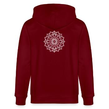 Mandala - Stanley/Stella Unisex Bio-Kapuzenjacke CULTIVATOR  - Burgunderrot - Hinten - Anna (173cm)