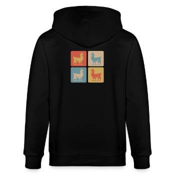 Lama Pop Art Retro - Stanley/Stella Unisex Bio-Kapuzenjacke CULTIVATOR  - Schwarz - Hinten - Anna (173cm)
