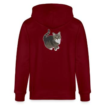Chat tigré aux pattes blanches - Veste à capuche bio CULTIVATOR Stanley/Stella Unisexe - bordeaux - Dos - Anna (173cm)