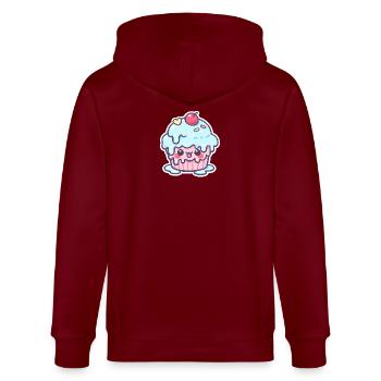 Cupcake Kawaii avec glaçage bleu - Veste à capuche bio CULTIVATOR Stanley/Stella Unisexe - bordeaux - Dos - Anna (173cm)