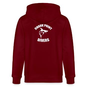 SHARK POINT DIVERS - Stanley/Stella Unisex Bio-Kapuzenjacke CULTIVATOR  - Burgunderrot - Hinten - Anna (173cm)