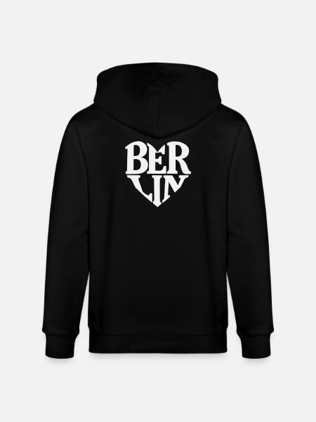 Berlin Heart Font Logo - Stanley/Stella CULTIVATOR Unisex Organic Hooded Jacket - black