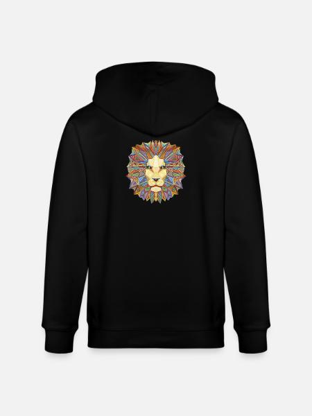 Geometric lion head - Stanley/Stella CULTIVATOR  Unisex Organic Hooded Jacket - black