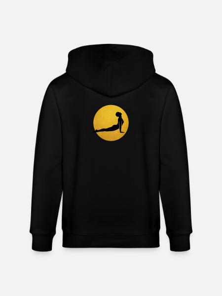 Looking Up Dog Yoga Silhouette Sun - Stanley/Stella CULTIVATOR  Unisex Organic Hooded Jacket - black
