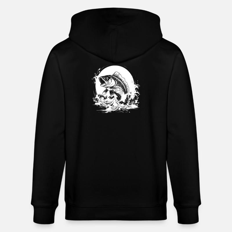 Dessin de pêche - Veste à capuche bio CULTIVATOR Stanley/Stella Unisexe - noir