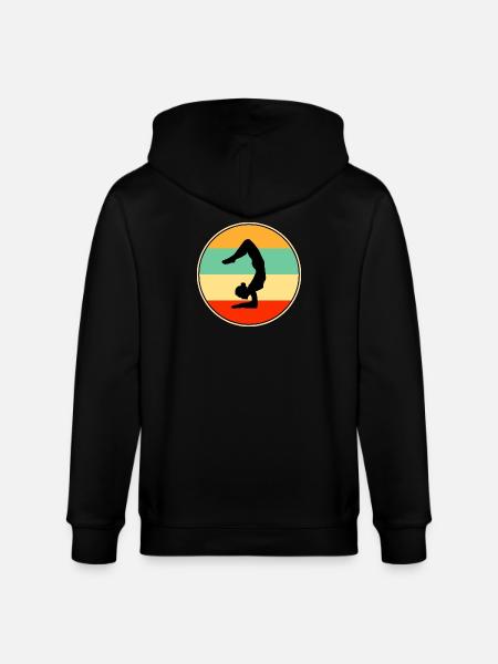 Retro Gymnast Silhouette Sunset Graphic - Stanley/Stella CULTIVATOR  Unisex Organic Hooded Jacket - black