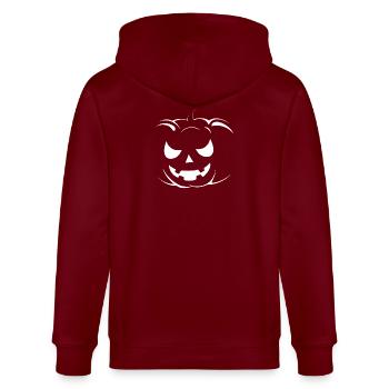 Halloween - Zombie - Horror - Kürbis - Stanley/Stella Unisex Bio-Kapuzenjacke CULTIVATOR  - Burgunderrot - Hinten - Anna (173cm)