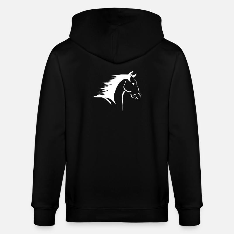 Pferdekopf Silhouette im Kontrast - Stanley/Stella Unisex Bio-Kapuzenjacke CULTIVATOR  - Schwarz