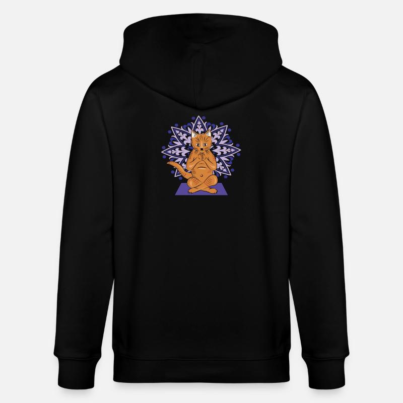 Mandala méditatif du chat - Veste à capuche bio CULTIVATOR Stanley/Stella Unisexe - noir