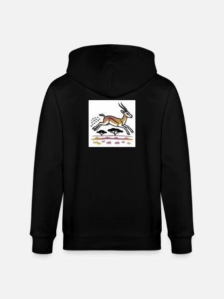 Gazelle in golden landscape - Stanley/Stella CULTIVATOR Unisex Organic Hooded Jacket - black