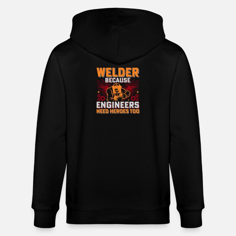 Welding heroes: Engineers need heroes - Stanley/Stella CULTIVATOR  Unisex Organic Hooded Jacket - black