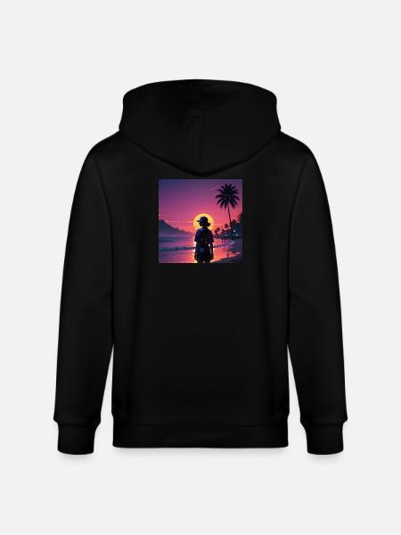 Sunset on the beach - Stanley/Stella CULTIVATOR  Unisex Organic Hooded Jacket - black