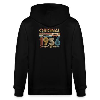 70. Geburtstag, 70 Jahre - Stanley/Stella Unisex Bio-Kapuzenjacke CULTIVATOR  - Schwarz - Hinten - Anna (173cm)