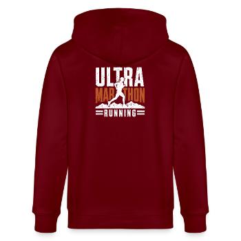 Ultra-Marathon-Lauf mit Stress - Stanley/Stella Unisex Bio-Kapuzenjacke CULTIVATOR  - Burgunderrot - Hinten - Anna (173cm)