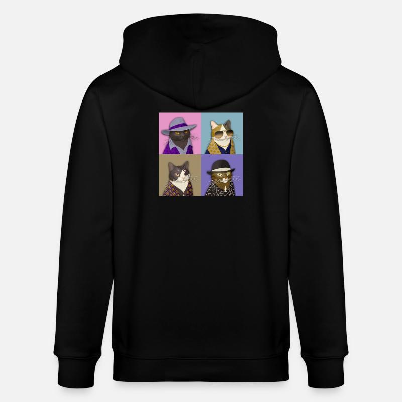 Badass Cat Quartet - Stanley/Stella Unisex Bio-Kapuzenjacke CULTIVATOR - Schwarz