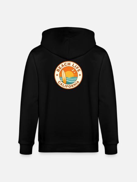 Beach Life California Surf Badge - Stanley/Stella CULTIVATOR Unisex Organic Hooded Jacket - black