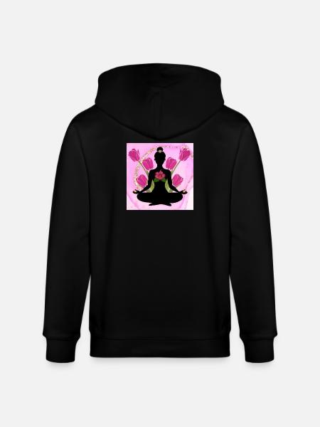 Meditative silhouette pink hibiscus - Stanley/Stella CULTIVATOR Unisex Organic Hooded Jacket - black