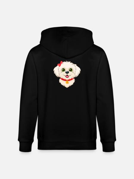 Cute Maltese Puppy (Comic Portrait) - Stanley/Stella CULTIVATOR Unisex Organic Hooded Jacket - black