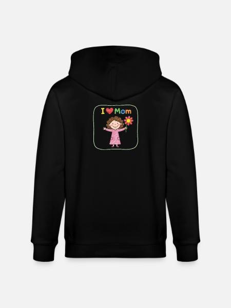 Mother's Day T-shirt Drawing Child Mom - Stanley/Stella CULTIVATOR Unisex Organic Hooded Jacket - black