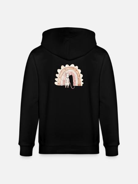 Aquarell Maus vor Boho-Regenbogen - Stanley/Stella Unisex Bio-Kapuzenjacke CULTIVATOR - Schwarz
