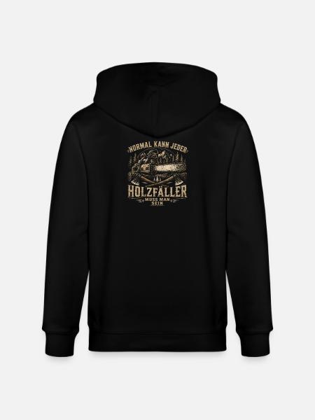Holzfäller Motiv mit Kettensäge - Stanley/Stella Unisex Bio-Kapuzenjacke CULTIVATOR - Schwarz