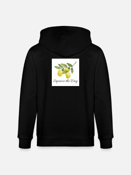 Squeeze the Day Lemon Botanical Design - Stanley/Stella CULTIVATOR  Unisex Organic Hooded Jacket - black