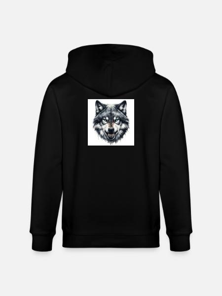 Blauer Wolfkopf Aquarell - Stanley/Stella Unisex Bio-Kapuzenjacke CULTIVATOR - Schwarz
