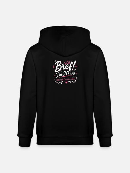 Femme cadeau d'anniversaire 40 ans - Veste à capuche bio CULTIVATOR Stanley/Stella Unisexe - noir